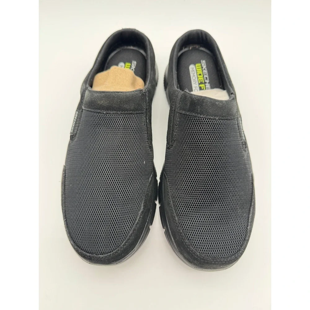 Skechers Mens 10 Slip On Shoes Black Memory Foam Casual Comfort‎ Walking